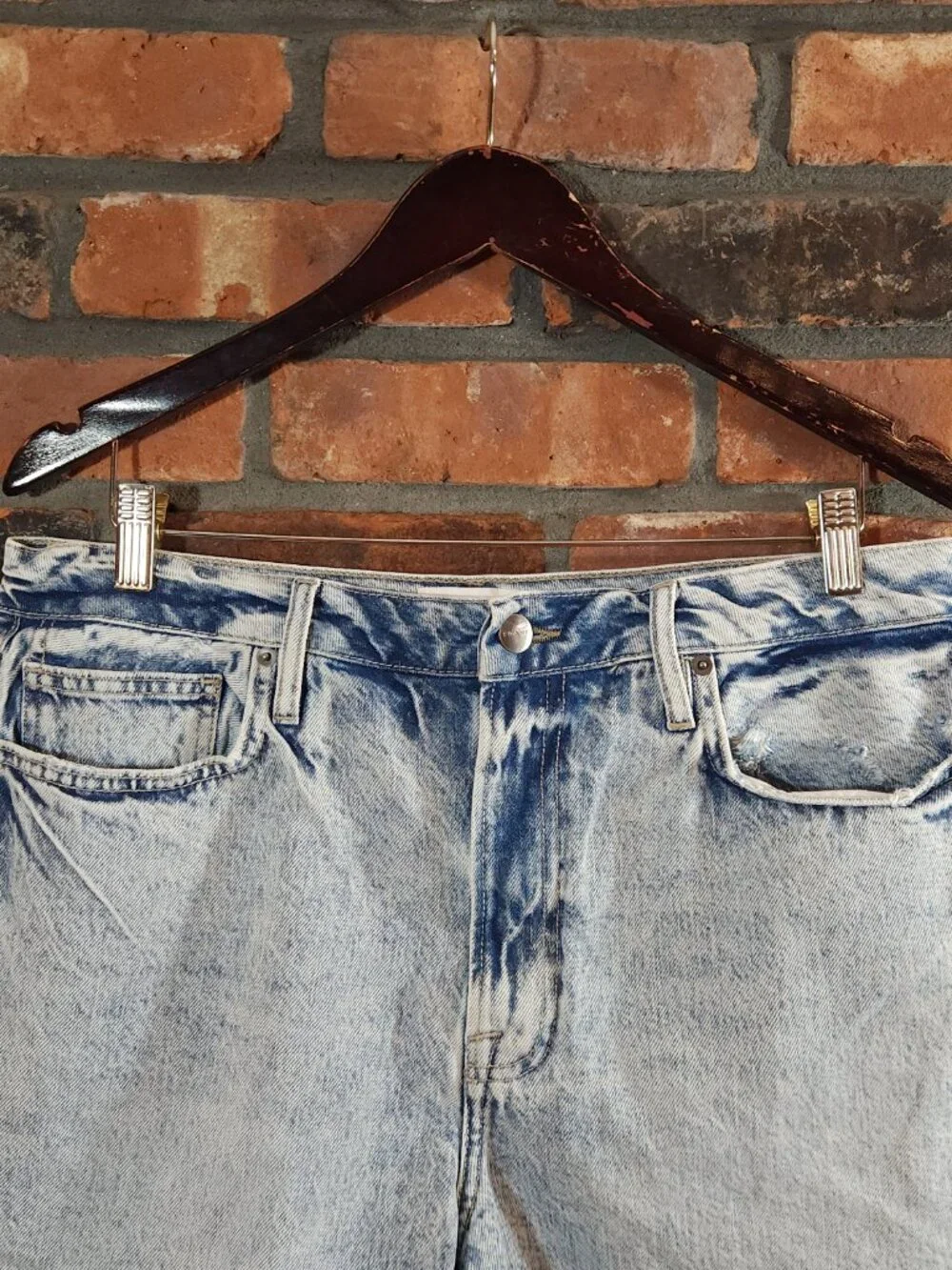 Frame Le Simone Acid Wash High Rise Denim Cutoff Shorts Festival Women's 32